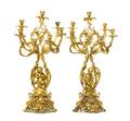 A Pair of Louis XV Style Gilt Bronze FiveLight Candelabra