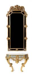 A Louis XV Style Giltwood Pier Mirror with Console