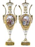 A Pair of Sevres Style Gilt Bronze Mounted Porcelain Vases