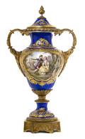 A Sevres Style Gilt Bronze Mounted Porcelain Urn