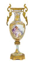 A Sevres Style Gilt Metal Mounted Cabinet Vase