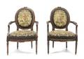 A Pair of Louis XVI Style Oak Fauteuils