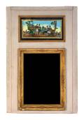 A Painted and Parcel Gilt Trumeau Mirror
