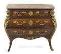 A Louis XV Style Gilt Bronze Mounted Parquetry Commode