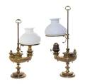 A Pair of Neoclassical Bronze Oil Lamps
