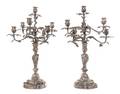 A Pair of Louis XV Style Silvered Bronze SevenLight Candelabra