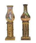 A Pair of French Enamel on Copper Vases