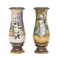 A Pair of French Enamel on Silver Vases
