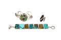 A Southwestern Sterling Silver and Turquoise Bracelet and Ring Ellouise Padilla