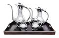 A JapaneseExport Silver FourPiece Tea and Coffee Set and Matching Tray
