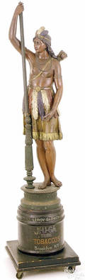 Cast and painted zinc cigar store Indian maiden ca 1880