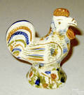 Blue green and brown pearlware rooster figure