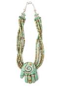 A Santo Domingo Pueblo Four Strand Turquoise Heishi Necklace