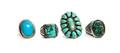 Four Southwestern Silver and Turquoise Rings