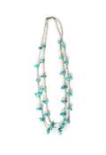 A Two Strand Pueblo Turquoise Nugget and Heishi Necklace