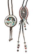 Two Zuni Style Chanel Inlay Bolos Ralph and Lillie Kallestewa and Juan and Charlene Chico
