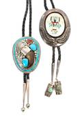 Two Southwestern Silver and Multiple Stone Bolos