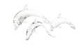 Three Steuben Glass Figures of Dolphins