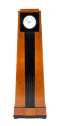 A Biedermeier Style Burlwood and Ebonized Tall Case Clock