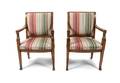 A Pair of Empire Style Walnut Fauteuil a la Reine