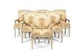 A Suite of Ten Louis XVI Style Carved and Painted Fauteuils