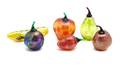 A Collection of Six Lusterware Glass Fruit