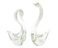 Two Hand Blown Glass Swans