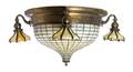 A Handel Leaded Glass and Brass Ceiling Mount Fixture