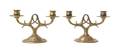 A Pair of Tiffany Studios Dore Bronze TwoLight Candelabra