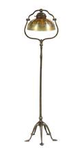 A Tiffany Studios Gold Favrile Glass and Bronze Floor Lamp