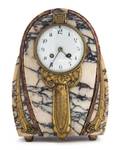 An Art Deco Marble and Brass Clock Pilliol  Erdreich