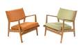 A Pair of American Walnut Lounge Chairs