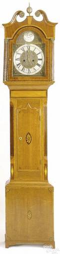 George III mahogany and satinwood tall case clock ca 1790