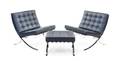 A Pair of Palazetti Chromed Chairs and Ottoman after Mies van der Rohe