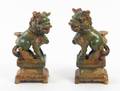 A Pair of Glazed Pottery Qilin Figures