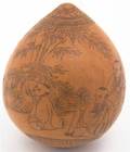 A Gourd with Figural Etched Decoration