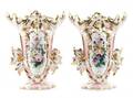 Pair of Old Paris Style Porcelain Vases 20th C