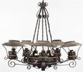 A Tole and Iron Strapwork SixLight Chandelier