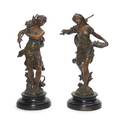 Two French Cast Metal Figures After Francois Moreau