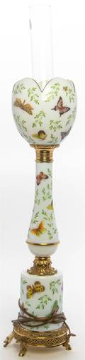 An Enameled Glass Banquet Lamp