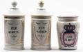 Three Apothecary Jars with Covers