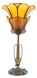 A Bronze and Glass Table Lamp