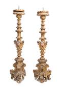 A Pair of Italian Baroque Style Giltwood Pricket Sticks