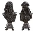 A Pair of French Patinated Metal Orientalist Busts