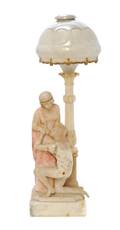 A Continental Alabaster Figural Lamp
