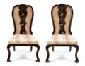 A Pair of Queen Anne Style Chinoiserie Lacquered and Cane Upholstered Side Chairs