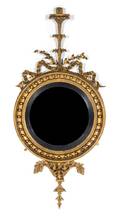 An American Federal Parcel Ebonized Giltwood Bulls Eye Mirror