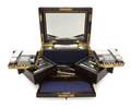 A Victorian Calamander Silver and Cut Glass Dressing Box
