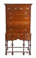 A William and Mary Style Walnut Chest on Stand