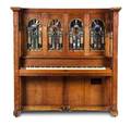 A Marquette Cremona Style K Oak and Stained Glass Orchestrion